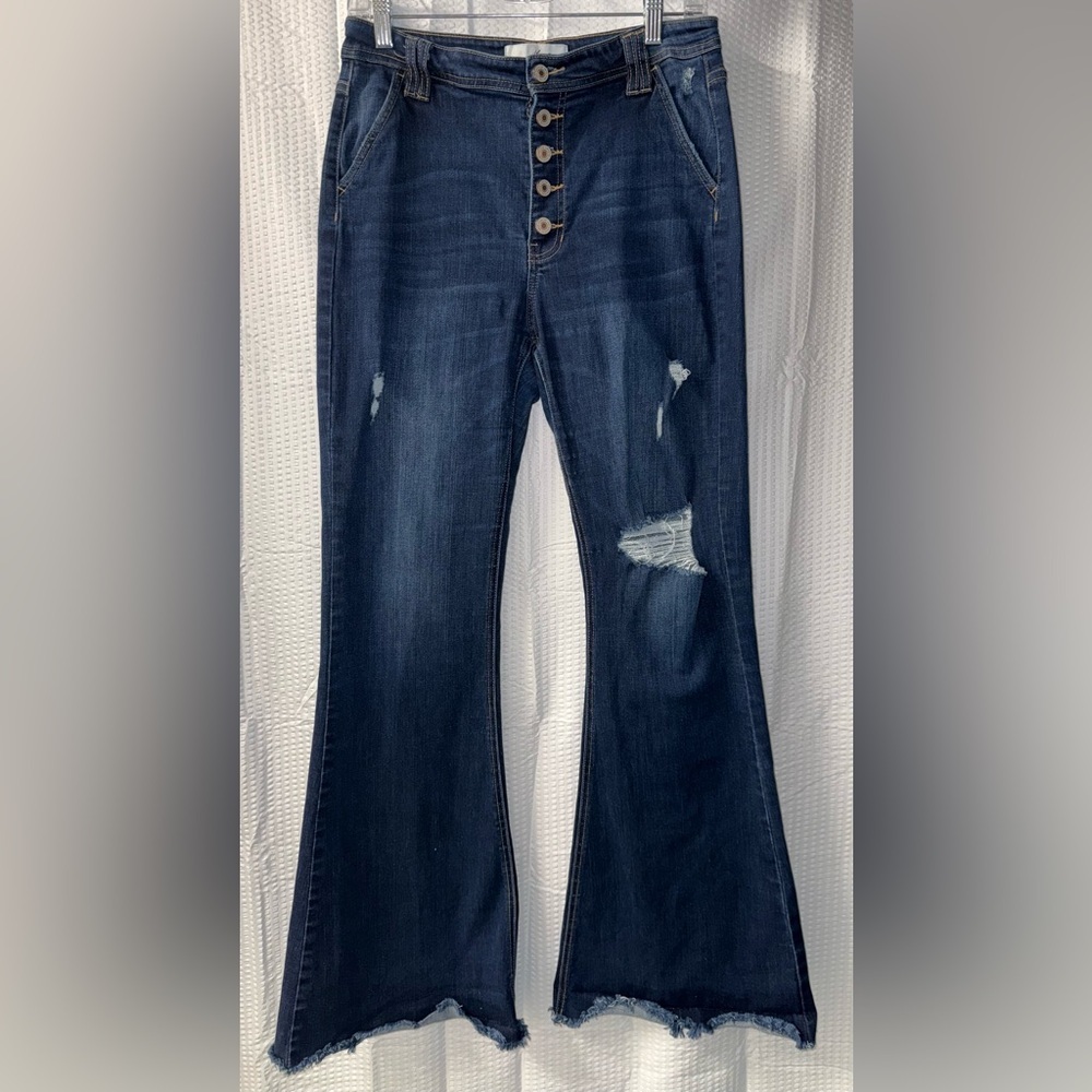 KanCan Super Flare High Rise Ripped Jeans Size 28